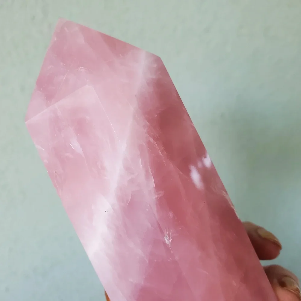 Rose Quartz Deep Dark Pink Flashy Crystal Large Tower 868 grams